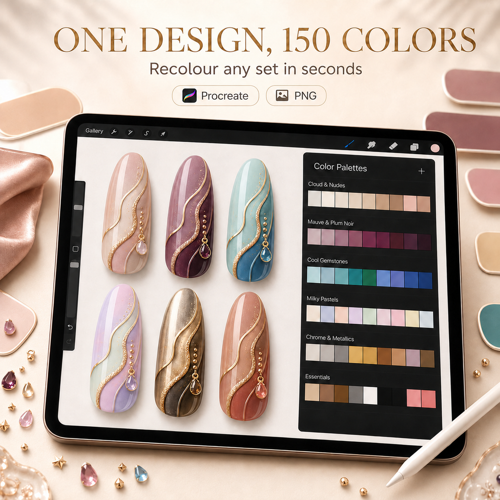 150 colors in 10 designer palettes