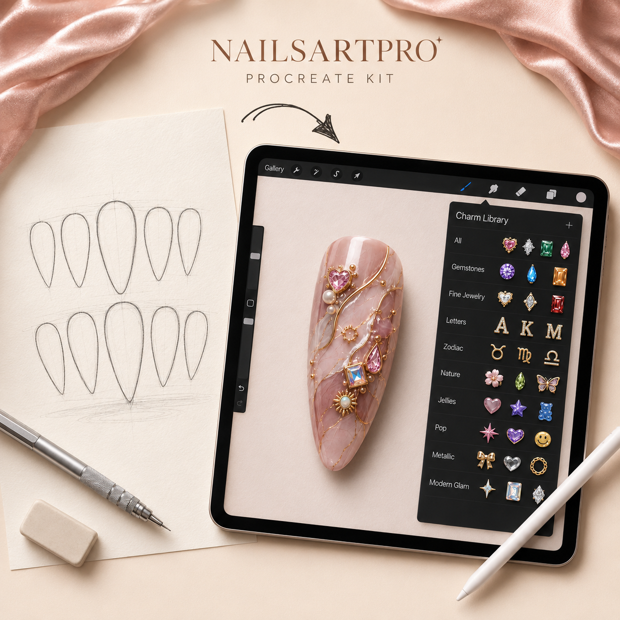 NailsArtPro — sketch to finished nail design in Procreate